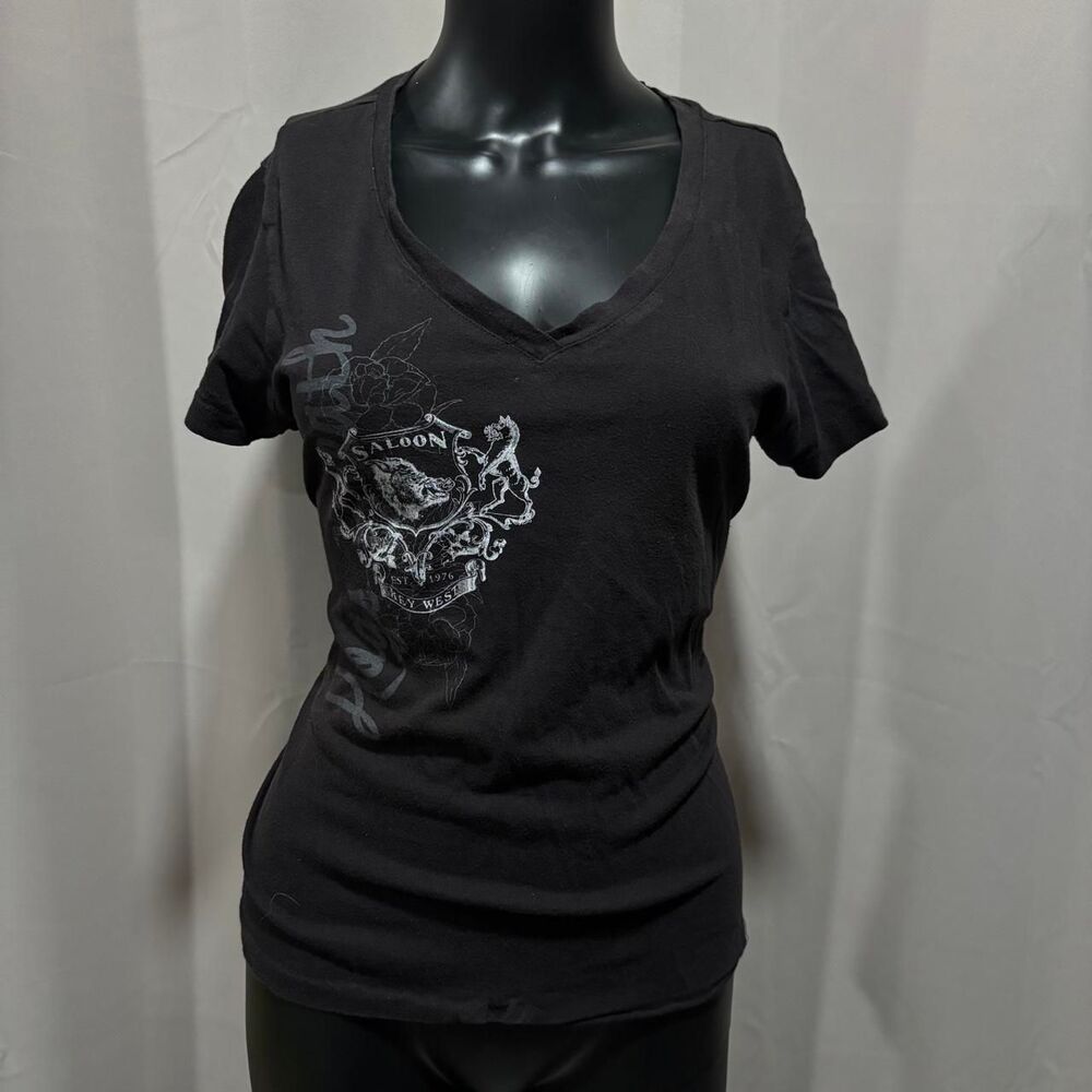 Key-west-hand-prints Women's Black and Grey T-shirt